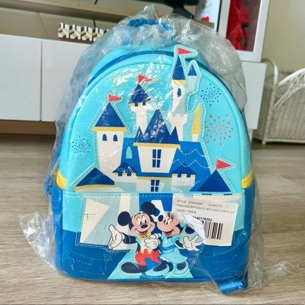 NWT Loungefly Disney Parks 65th Anniversary Mickey Minnie Castle Mini Backpack
